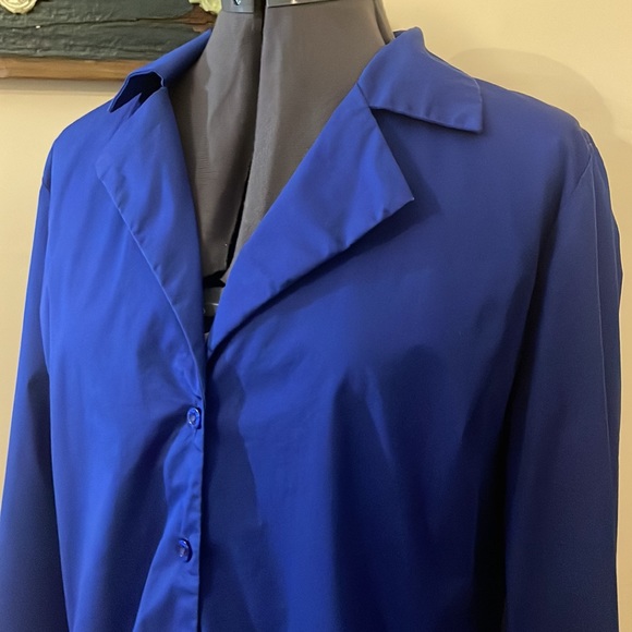 Katherine Barclay Cobalt Blue Button-Down Shirt with Back Zipper Size Large - Picture 4 of 14